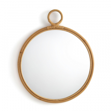 Зеркало круглое из ротанга Nogu  единый размер бежевый