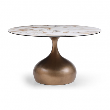 Стол Ariel 135, белая керамика/бронза