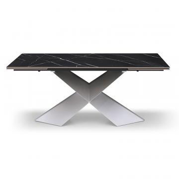 Стол раскладной Armanda 200-300, черная керамика/серебро