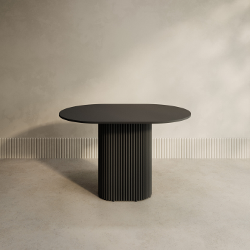 Стол обеденный овальный с чёрным металлическим подстольем TRUBIS Oval Wood чёрная столешница, 120*80 см