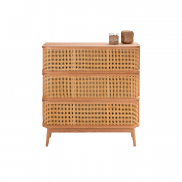 Комод с 3 ящиками из плетеного материала Laora бежевый