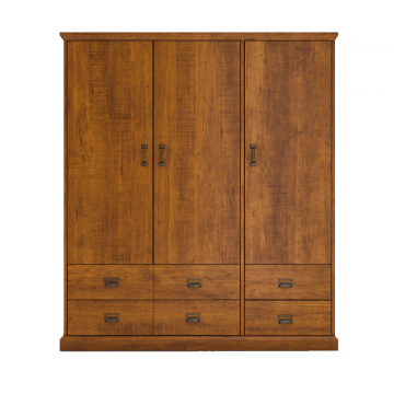 Шкаф 3 дверцы 4 ящика 23 пространства для одежды Lindley каштановый