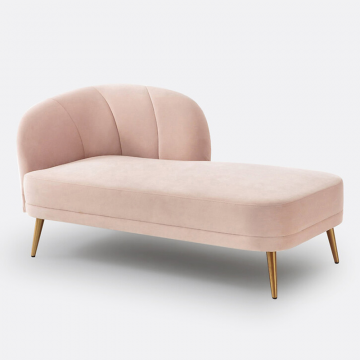 Кушетка из велюра лево- или правосторонняя LEONE  правосторонний розовый