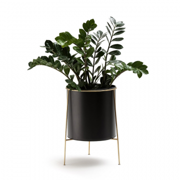 Кашпо на стойке из металла и латуни Inaya  единый размер черный