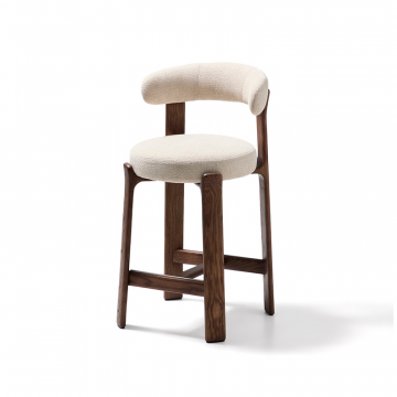 Полубарный стул Granite из бежевой синели и ясеня с отделкой орех 65 см