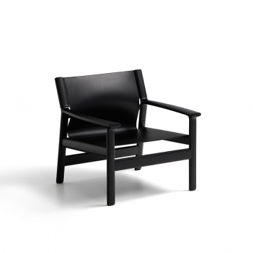 Кресло Jan из переработанной кожи черного цвета и ясеня в черном цвете