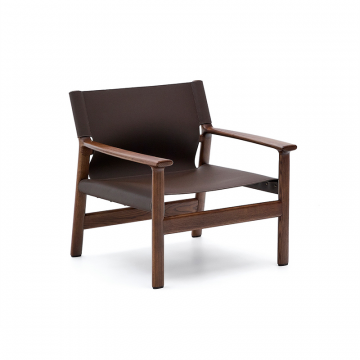 Кресло Jan из переработанной кожи темно-коричневого цвета и ясеня в ореховом цвете