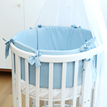 Мягкие бортики для кроватки Ellipsebed (голубой, сатин)