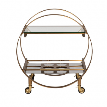 Стол-тележка сервировочн ст.прозр/латунь 70*48*76