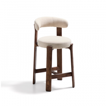 Барный стул Granite из бежевой синели и ясеня с отделкой орех 75 см