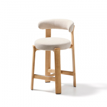 Полубарный стул Granite из бежевой синели и ясеня с натуральной отделкой 65 см