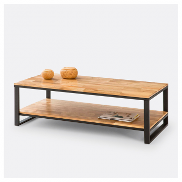 Столик журнальный из дуба и стали Hiba  единый размер бежевый