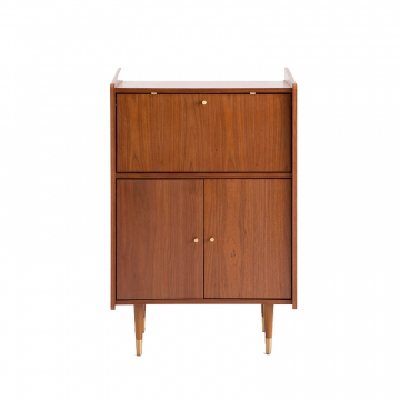 Шкаф барный винтажный шпонированный орехом с тремя дверцами Ronda