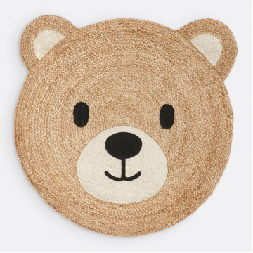 Коврик детский из джута в виде головы медвежонка Osora  diam 100 см бежевый