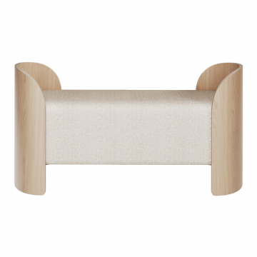 Банкетка Lagom 2 120 см (молочный рогожка, натуральный дуб)