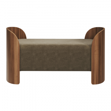 Банкетка Lagom 2 120 см (серо-зеленый FiberGuard, орех)