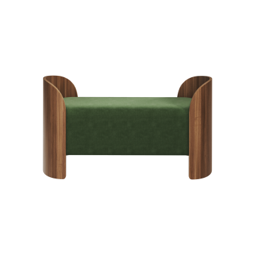 Банкетка Lagom 2 120 см (зелено-голубой FiberGuard, орех)