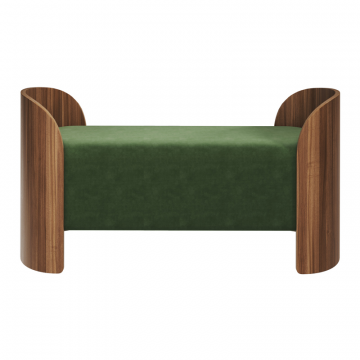 Банкетка Lagom 2 120 см (зелено-голубой FiberGuard, орех)