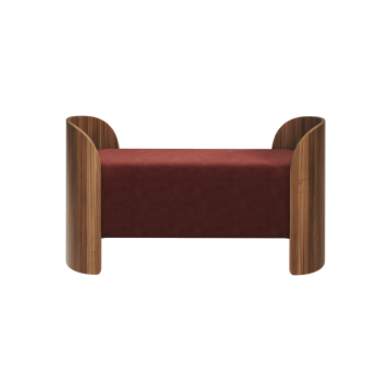 Банкетка Lagom 2 120 см (бордовый FiberGuard, орех)
