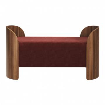 Банкетка Lagom 2 120 см (бордовый FiberGuard, орех)