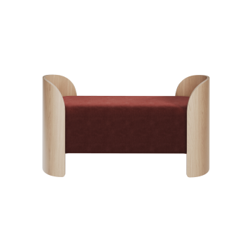 Банкетка Lagom 2 120 см (бордовый FiberGuard, натуральный дуб)