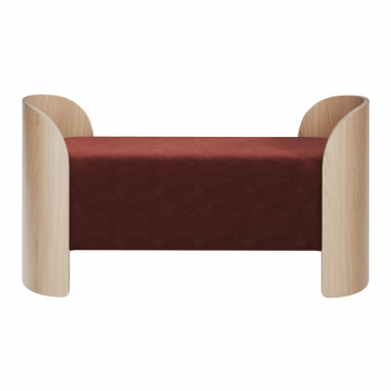 Банкетка Lagom 2 120 см (бордовый FiberGuard, натуральный дуб)