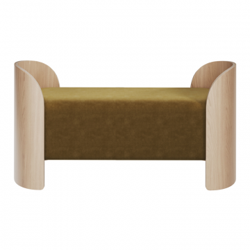 Банкетка Lagom 2 120 см (янтарный FiberGuard, натуральный дуб)