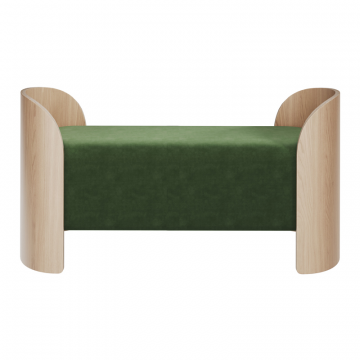 Банкетка Lagom 2 120 см (зелено-голубой FiberGuard, натуральный дуб)