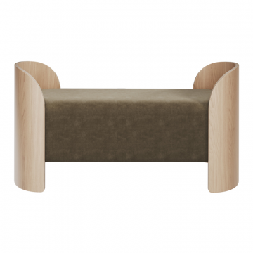 Банкетка Lagom 2 120 см (серо-зеленый FiberGuard, натуральный дуб)