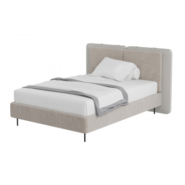 Кровать двуспальная Hub 160 см (бежевый, экокожа, рогожка)