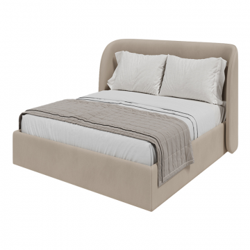 Кровать двуспальная Classic 180 см (бежевый, велюр)