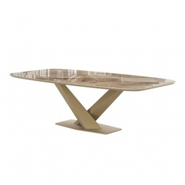 Стол Toros 200 овальный, интегрированная керамика глянцевая, шампань