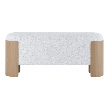 Банкетка Lagom 100 см (белый мех, натуральный дуб)