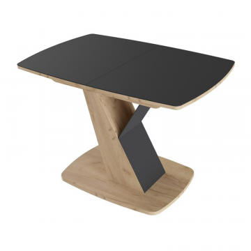 Стол на тумбе Гарда Тип 1 дуб крафт золотой / стекло матовое чёрный графит