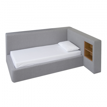 Кровать Cube c нишей M (cветло-серый, твид)