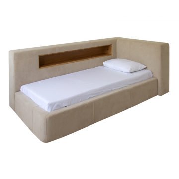Кровать Cube c нишей L антивандальная ткань (бежевый)