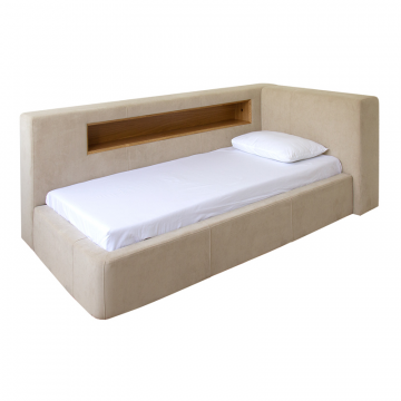 Кровать Cube c нишей L антивандальная ткань (молочный)