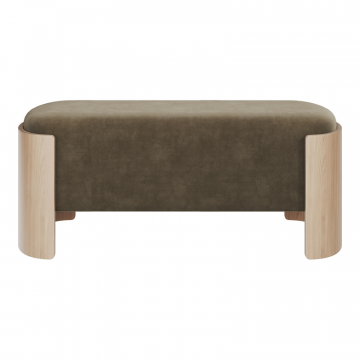 Банкетка Lagom 100 см (серо-зеленый FiberGuard, натуральный дуб)