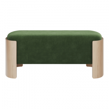 Банкетка Lagom 100 см (зелено-голубой FiberGuard, натуральный дуб)