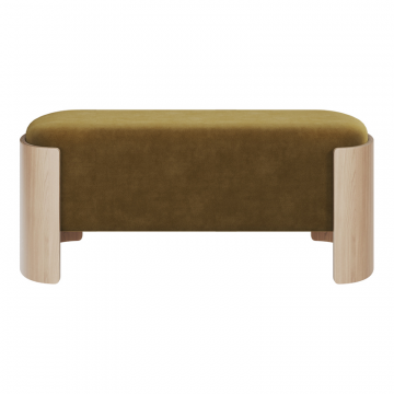 Банкетка Lagom 100 см (янтарный FiberGuard, натуральный дуб)