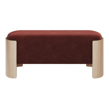 Банкетка Lagom 100 см (бордовый FiberGuard, натуральный дуб)