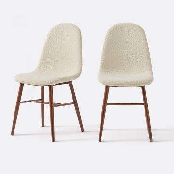 Комплект из двух стульев с обивкой из буклированной ткани Polina  единый размер бежевый