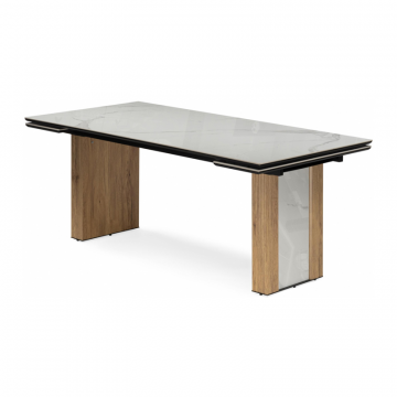 Керамический стол Бернардо 180x90 черный кварц / дуб монтана