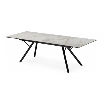 Керамический стол Ворен 180(240)x90 calacatta gold / черный