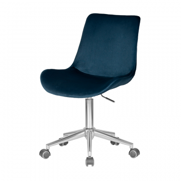 Кресло офисное DOBRIN DORA, синий велюр (1922-20), хромированная сталь