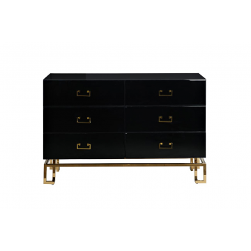 KFG057 Комод черный 6 ящиков 120*42*82см