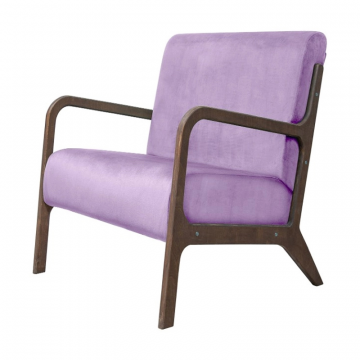 Низкое кресло с деревянными подлокотниками Mody Purple фиолетовое