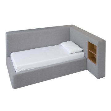 Диван-кровать Cube c нишей M (cветло-серый, твид)
