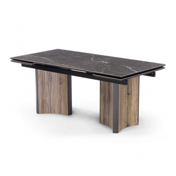 Керамический стол Саливан 180x90 nero marquina / дуб бомонд лофт