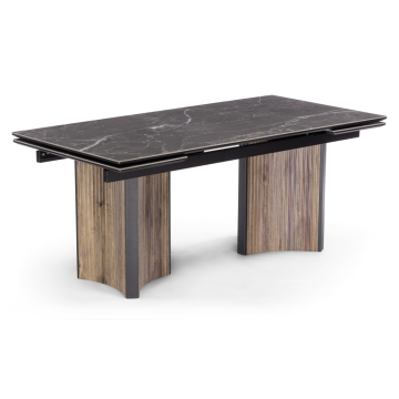 Керамический стол Саливан 180x90 nero marquina / дуб бомонд лофт